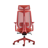 Rear view of coral Titan High Back Chair with mesh back