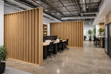 Architectural Angled Laminex Slat Feature Wall – Custom Made