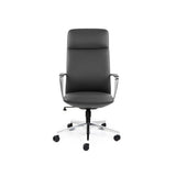 High back black leather office chair for executive workspaces