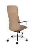 Executive conference chair with premium tan leather upholstery