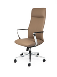 Ergonomic tan leather office chair with high back executive support
