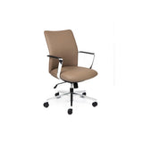 Executive tan leather office chair for premium boardroom seating