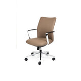 Contemporary tan leather office chair for boardroom tables