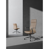 Mid back executive office chair with premium tan leather finish