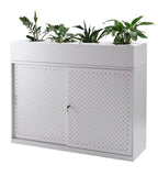 White 1500mm GO planter box displayed on compatible office storage