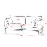 Linear Comfort 2 Seater Lounge size diagram showing width depth and height
