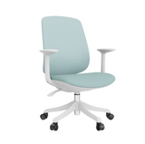Sphere White Frame Blue Mesh office chair with padded blue fabric seat and ergonomic mesh back for office desk use