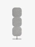 Freestanding fabric acoustic divider panels forming workspace separation zones