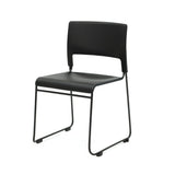 Black stackable training chair with polypropylene seat and back