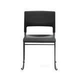 Apollo Sled Base Stacking Chair with black shell and sled frame
