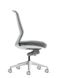 White mesh task chair without arms side view for compact desks