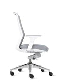 Aveya white frame task chair with polished aluminium base rear view