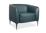 Forest green Liso single-seat office lounge shown from an angled view