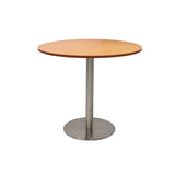 Estilo Round Table with beech top and stainless steel disc base