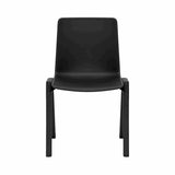 Academy Stacking Chair in black shell front angled view