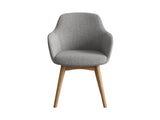 Aspen Timber 4 Leg Chair in light grey fabric front angled view