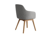 Aspen Timber 4 Leg Chair light grey fabric side view with oak legs