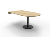 Estilo D End Table natural oak top with black disc base