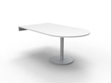 Estilo D End Table natural white top with stainless steel disc base