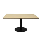 Estilo Square Coffee Table natural oak top with black disc base