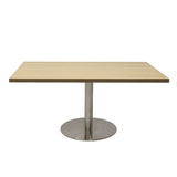 Estilo Square Coffee Table natural oak top with stainless steel disc base