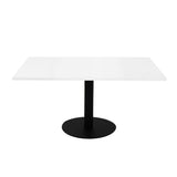 Estilo Square Coffee Table natural white top with black disc base