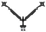 Core Dual Gas Spring Monitor Arm in black shown with two monitor mounts