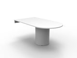 Drum Base D End Table natural white top with white disc base