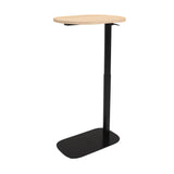 EOS Height Adjustable Side Table natural oak top with black frame