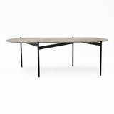Nido Stone Oval Coffee Table side view with cross brace underframe