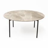 Nido Stone Large Round Coffee Table with Grey Carrara top and black frame