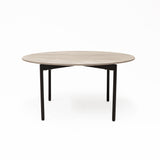 Nido Stone Medium Round Coffee Table with Grey Carrara top and black frame