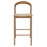 Nodo High Stool American Oak angled view showing seat and backrest