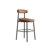 Nyx Bar Stool 650H Amber finish side view with black steel frame