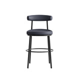 Nyx Bar Stool 650H in French Navy PU leather front angled view