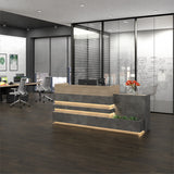 KERAN Reception Desk 1.8M Right Panel - Acacia & Carbon Grey Colour