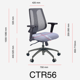 IKON Mesh Grey Fabric Seat 24/7 Control Office Chair