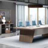 ANDERS Boardroom Table 2.4M - Australian Gold Oak & Beige