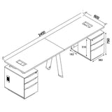 ARTO 2 Person Workstation with 2 Cabinets 2.4M